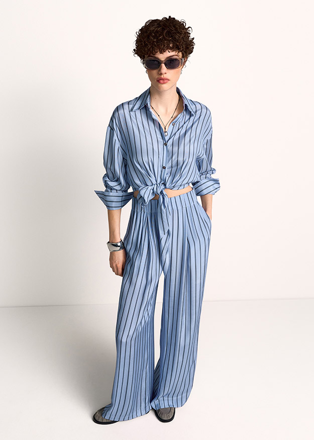 streifen, weite beine, overall, blau, hemdenkleid