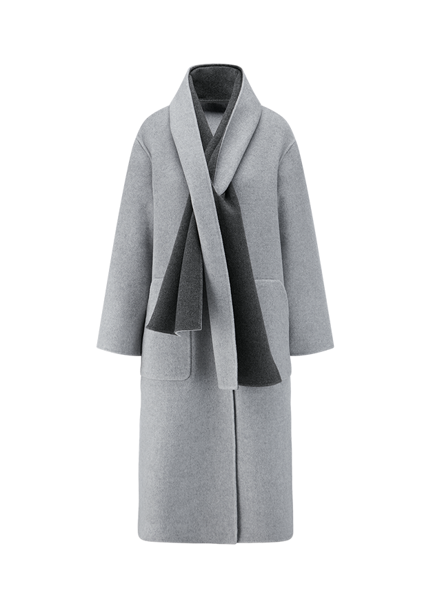 Mantel, Oversize, Grau, Knielänge, Schal