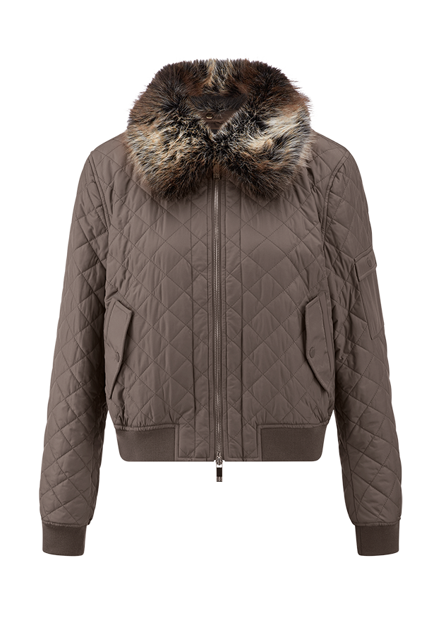 Daunenjacke, Quilted, Mantel, Fellkapuze, Reißverschluss