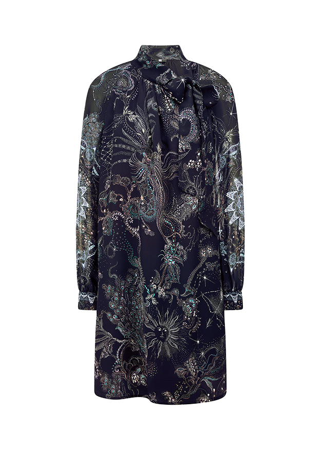 Gemustertes Kleid Mit Schleife