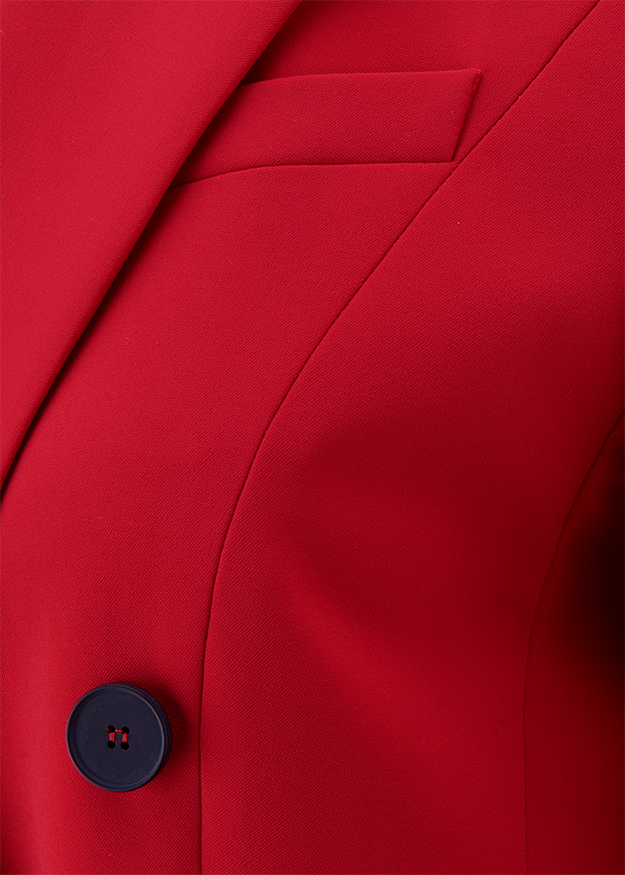 Blazer, Rot, einreihig, Knopf, Brusttasche