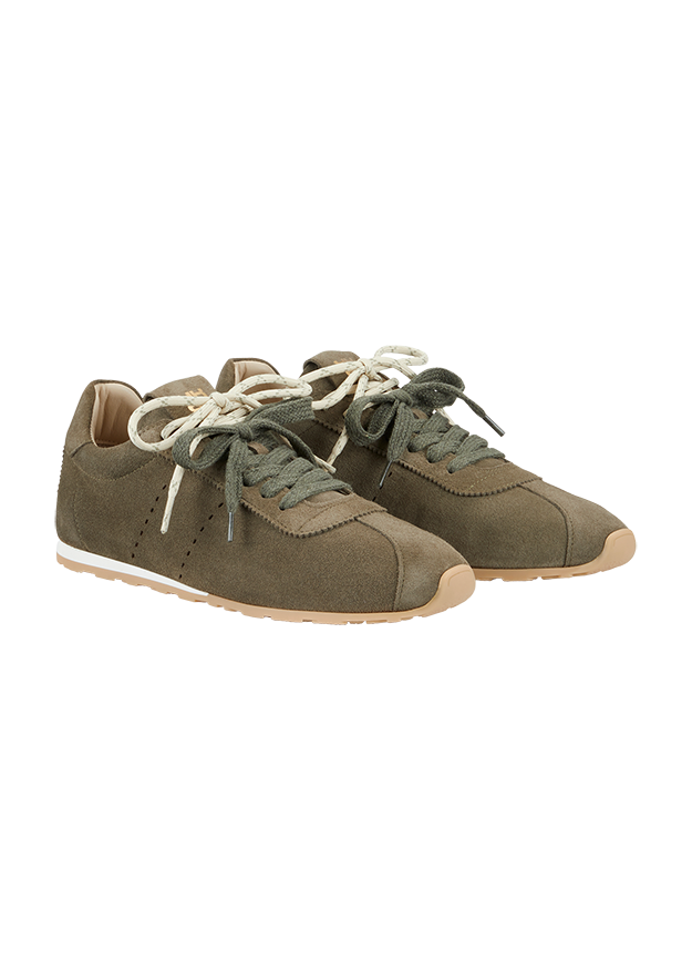 Anklettschuhe, Olivegrün, Lederimitat, Schnürschuhe, Gummi-Sohle