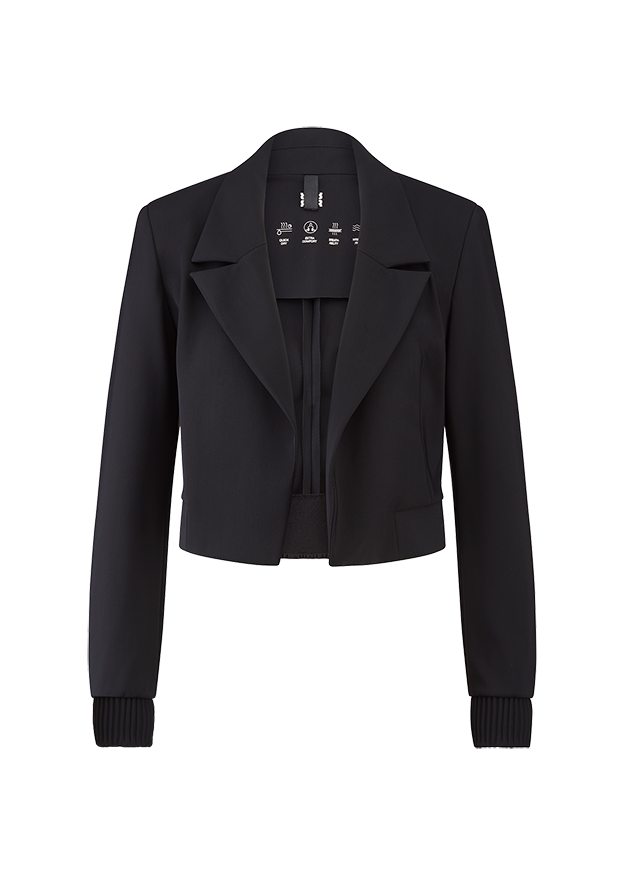 Blazer, Jacket, Schwarz, Kragen, Rippbündchen