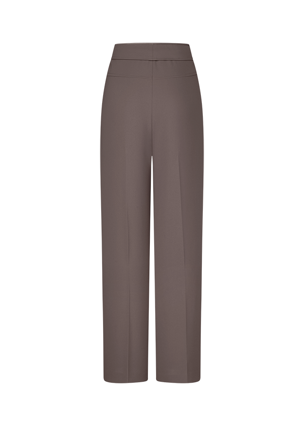 Hose, weite Leg, hoch tailliert, taupe, uni