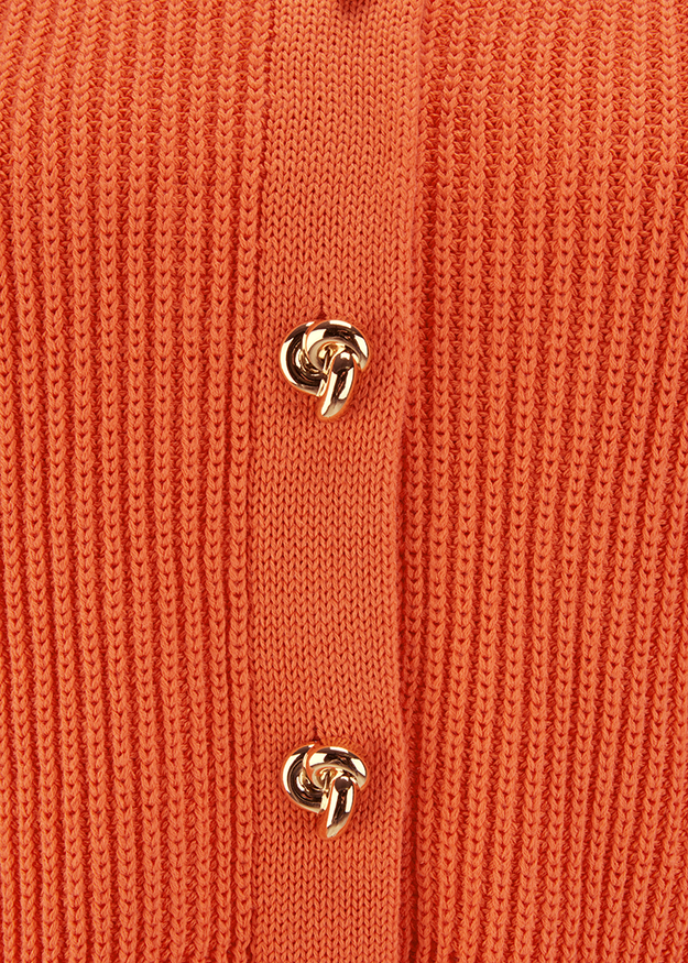 Klingelknopf, Knopf, Strick, orangene Farbe, Cardigan