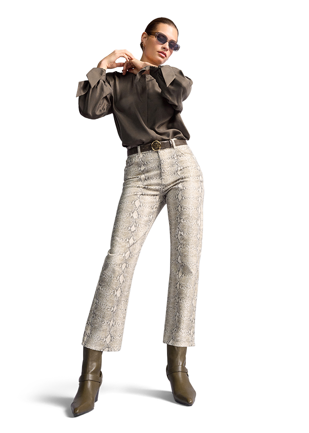 Straight fit Trousers with Snake Print