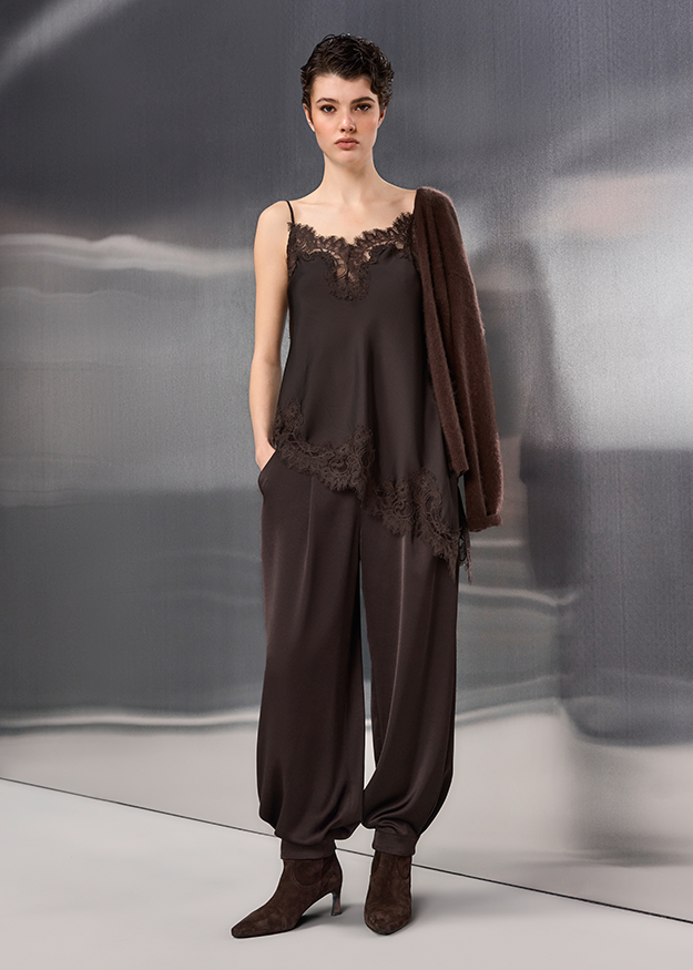 Lange Hose, Spitzen-Top, Spitze, Marlene, Träger-Top