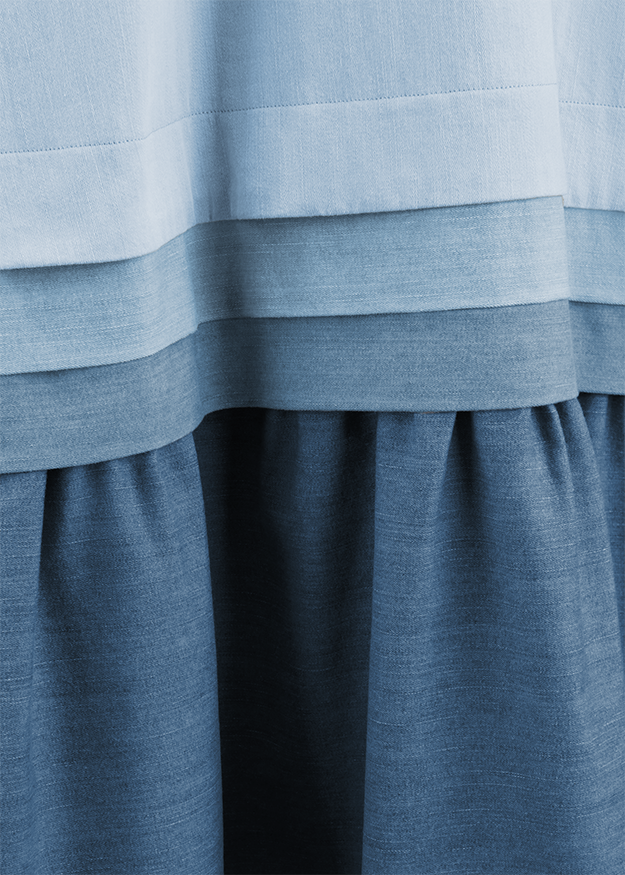 Stoff, Streifen, Rüschen, Unterkleid, Blau