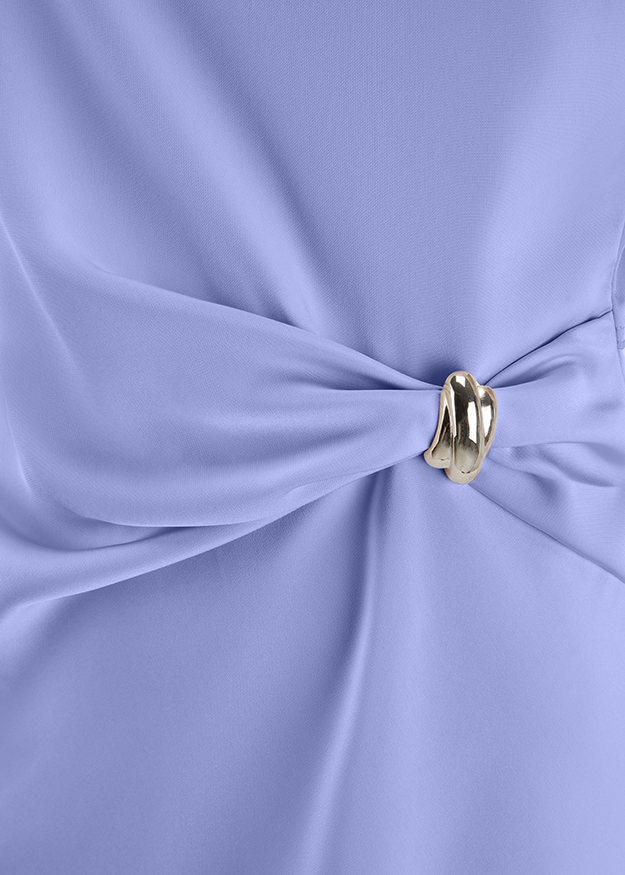 Jerseykleid, Rosenknopf, Schnitt mit Drapierung, lilafarben, Knotendetail