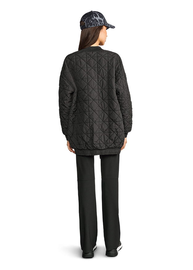 quilted jacket, black jacket, long-sleeve, padded outerwear, loose fit