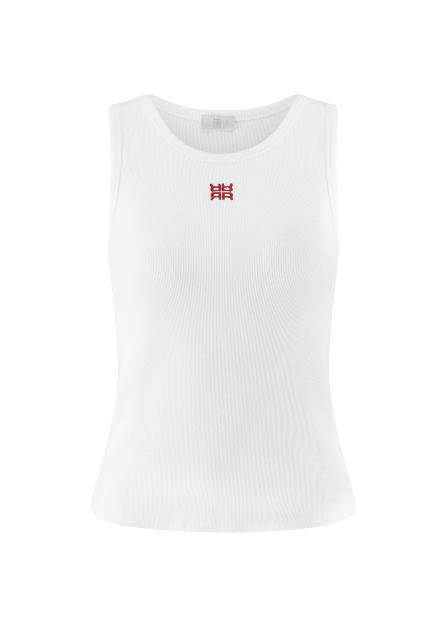 Tanktop, Weiß, Rundhalsausschnitt, Gerippt, Ärmellos