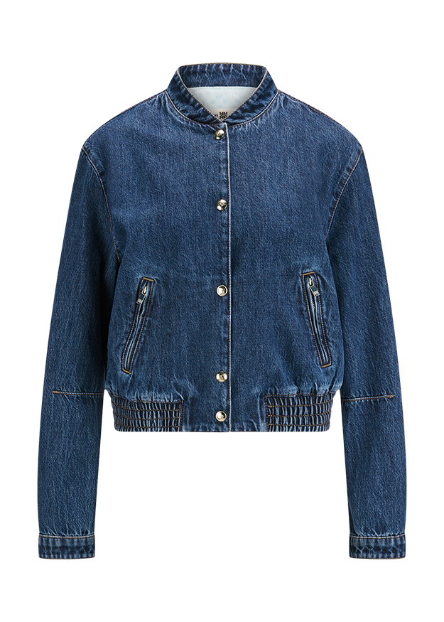Jeansjacke, Denim, Knöpfe, Seitentaschen, Rippstrick