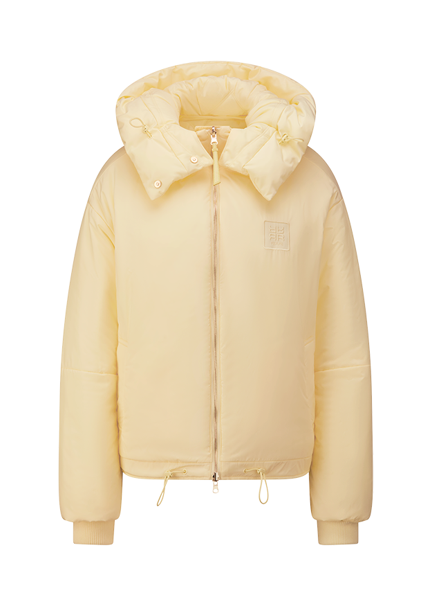 Winterjacke, Daunenjacke, Kapuze, Reißverschluss, cremefarben
