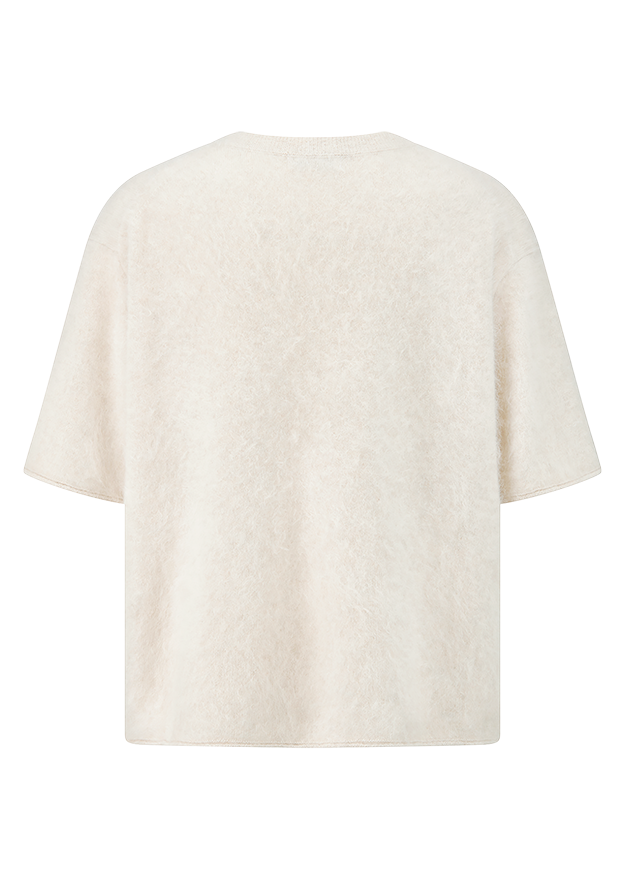 T-Shirt, Loose fit, Beige, Knit, Short sleeve
