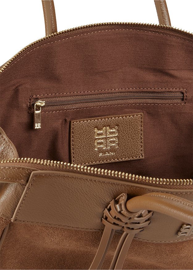 Tasche, Henkeltasche, braun, Reißverschluss, innenfach