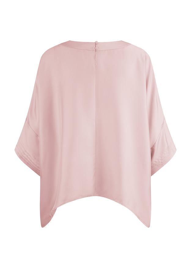 Bluse, Chiffon, Rundhalsausschnitt, Pale Pink, Kurzarm?