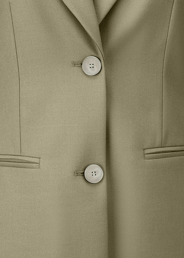 Blazer, Sakko, Zweiknopf, Beige, Brusttasche Schlitz