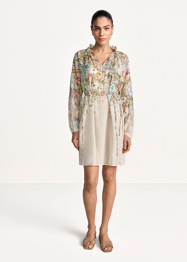 bluse, blusenoberteil, print, twill, knielang