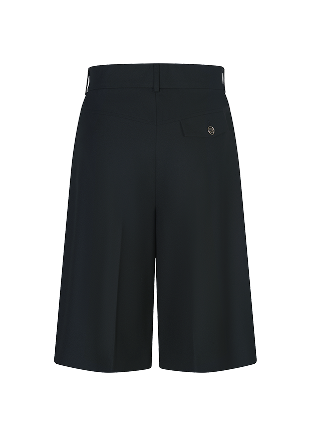 shorts, schwarz, weite-bein, knielang, baumwollmischung