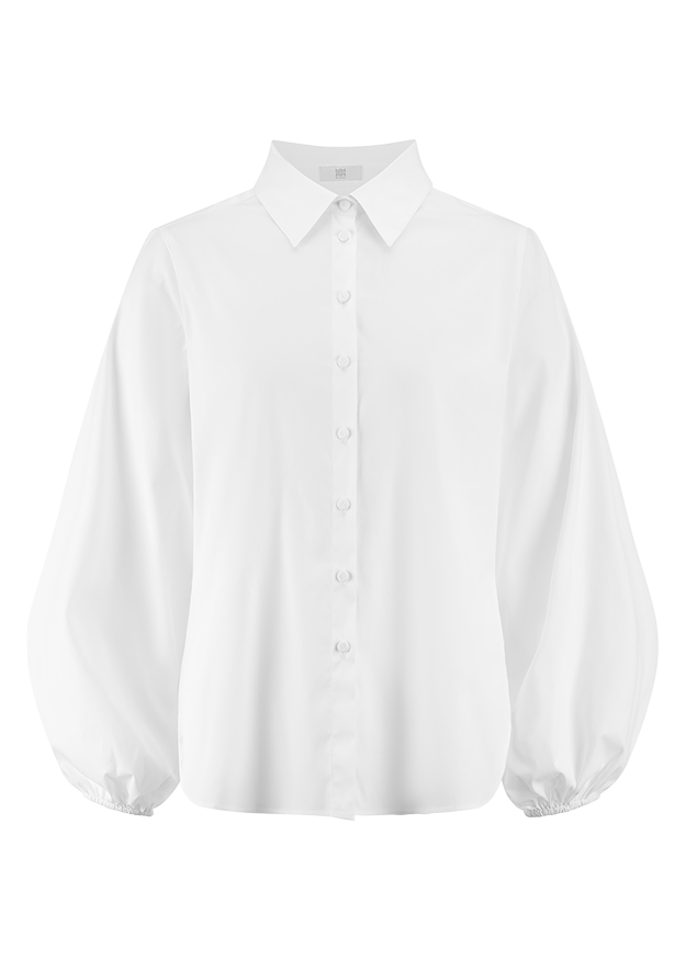 shirt, weiß, Knopfleiste, Kragen, Puffärmel