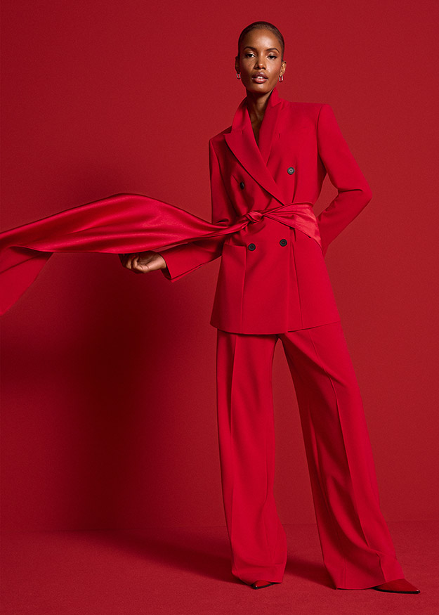 Anzug, Blazer, Hose, Rot, Satinband