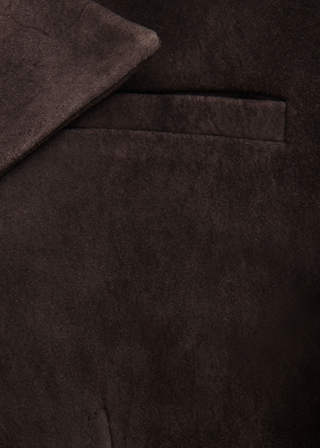 dunkelbraun, Velours, Taschennaht, Blazer, Jackett