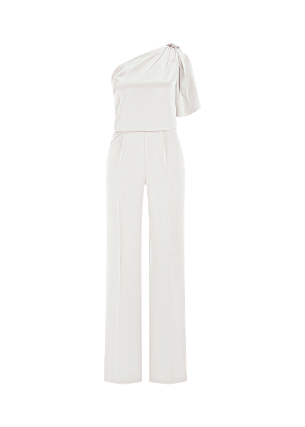 one-shoulder, overall, weiße, hose, einteiliger