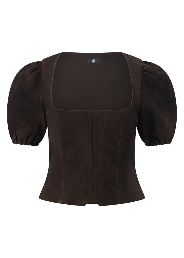 Damenoberteil, Bustier, Puffärmel, Brown top, Schnitt corsage