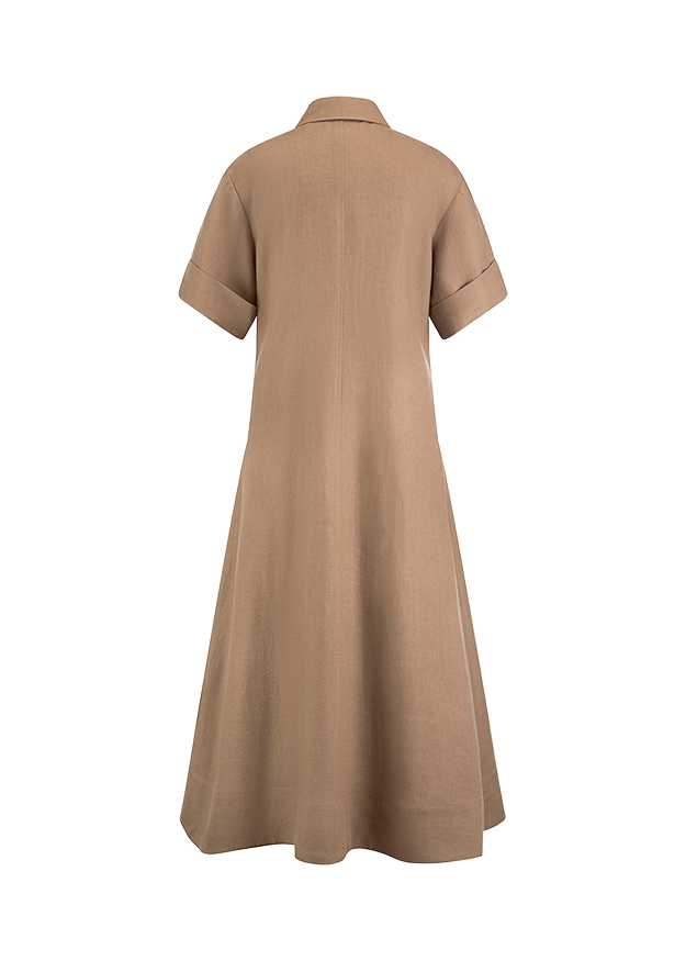 riani linen dress Linen Dress with a Shirt Collar