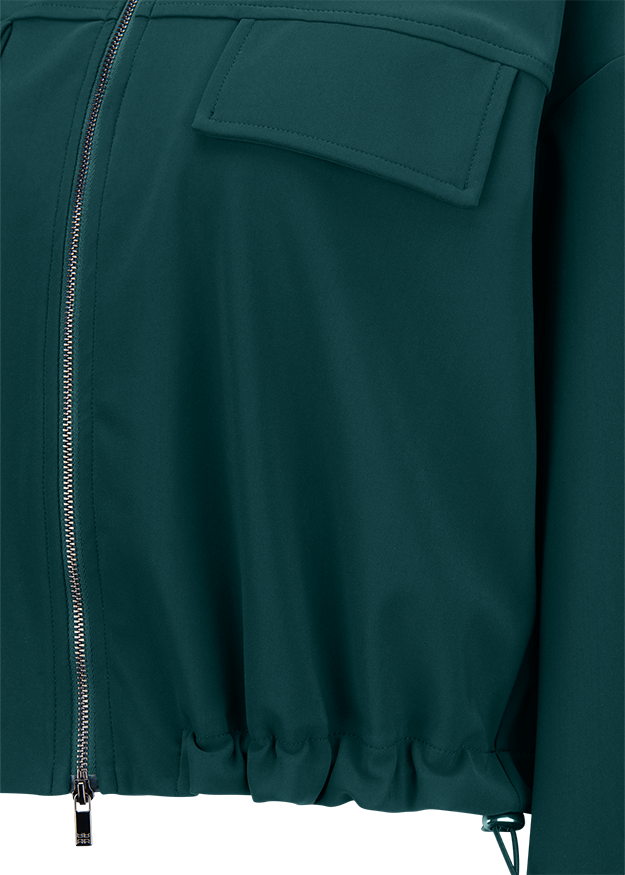 Reißverschluss, Jacke, Tasche, elastischer Saum, knopflose Oberfläche