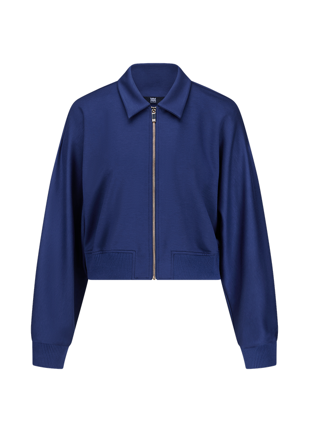jacke, reißverschluss, universell, royalblau, strickbündchen