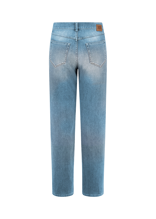 Jeans, Denim, Straight leg, Back pockets, Light wash