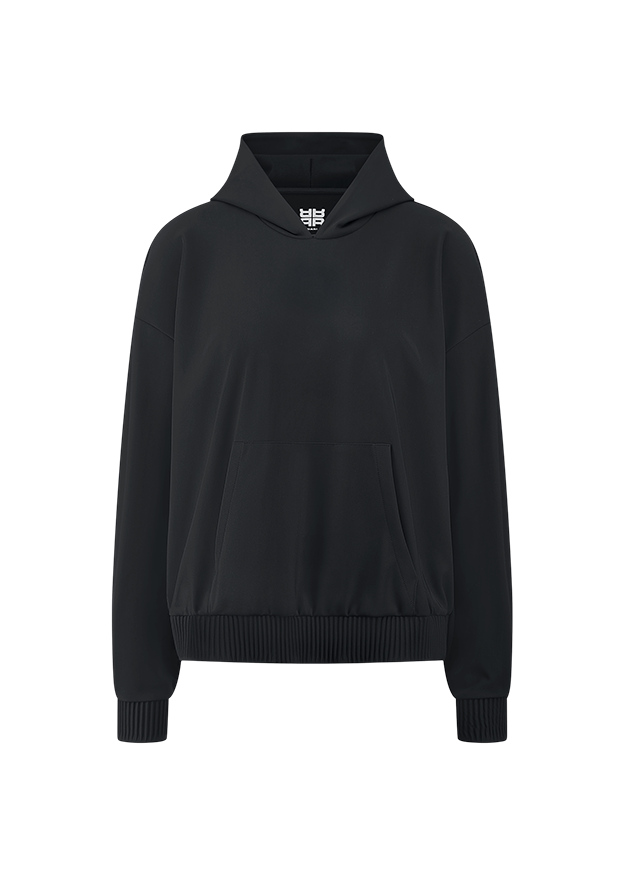 hoodie, langeärmlig, pullover, schwarz, tasche