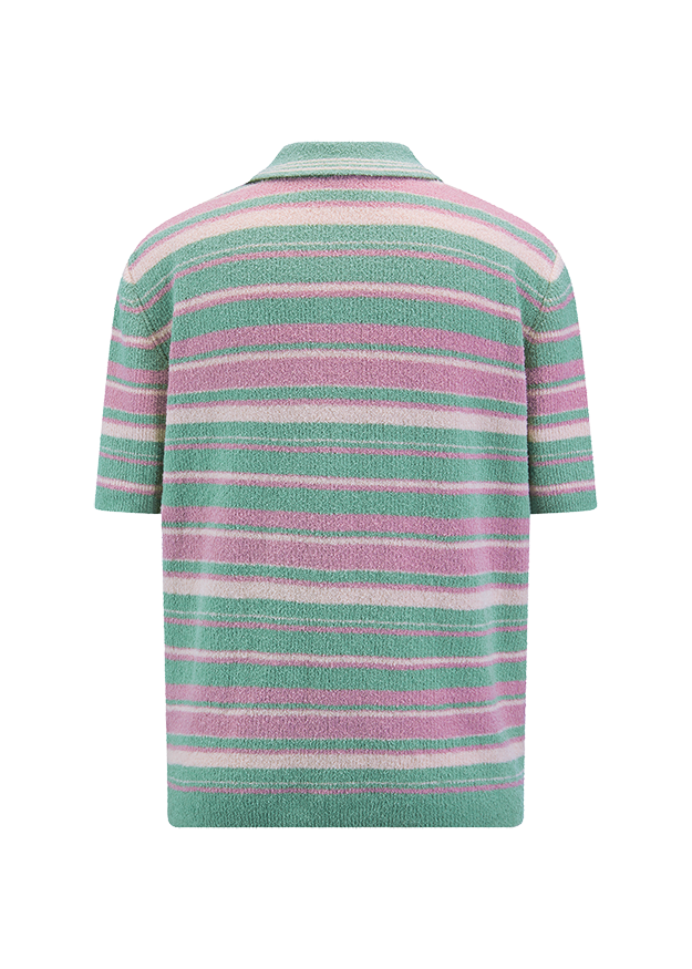  gestreiftes polohemd,  pastellige Streifen,  Kurzarm-Strickpullover,  grün pink,  Strickpolohemd