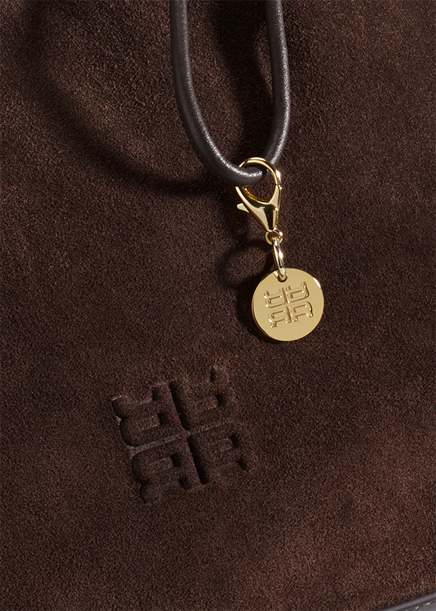 braun, suede, leder, gold, anhänger