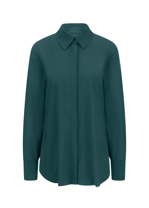 Bluse, Hemdbluse, Langarm, Einfarbig, Kragen