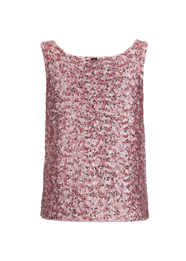Sequin top, Pinker Tank, Glitzeroberteil, Körperschichtendeckend, Strass-Top