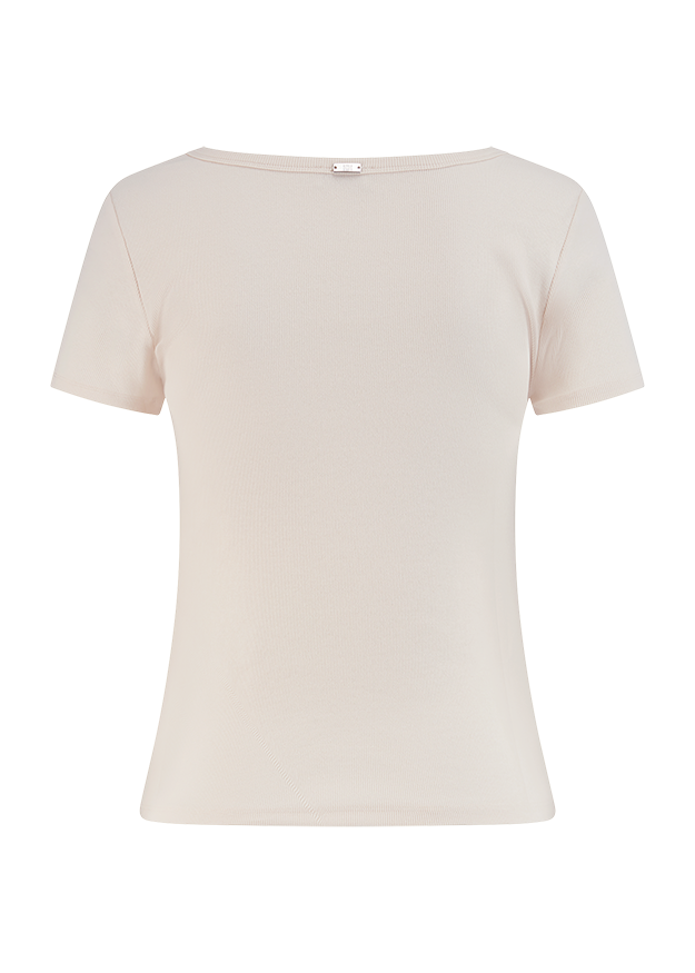 T-Shirt, Kurzarm, Rundhals, Uni, Beige