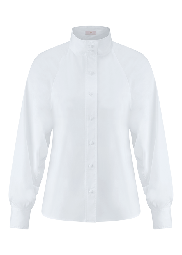 Bluse, Knopfleiste, Langarm, Weiß, Shirt