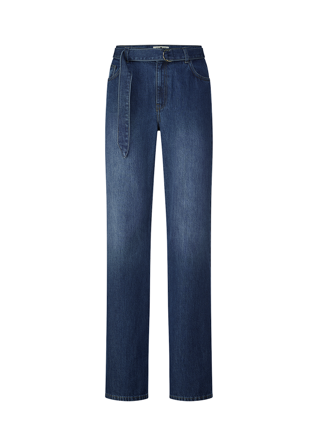 Jeans, Denim, Hohe Taille, Gürtelband, Blau