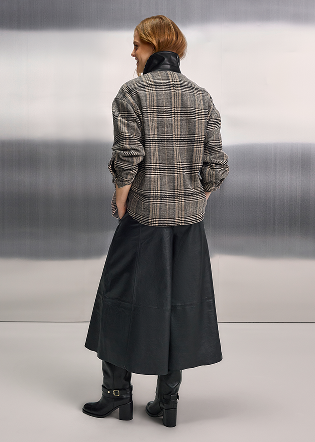 Hemdjacke, Karomuster, Grau, Wolljacke, Lochkragen