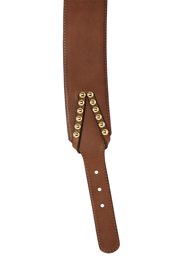 Lederband, Gurtband, Braun, metallische Nieten, Schulterriemen