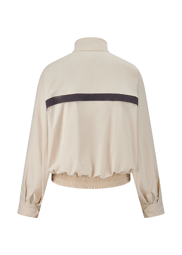 Blouson, Jacke, Beige, Gummi-Bund, Reflektorstreifen