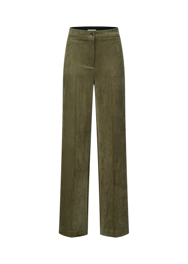 Corduroy, Hose, Olivgrün, Gerade geschnitten, Knopfverschluss