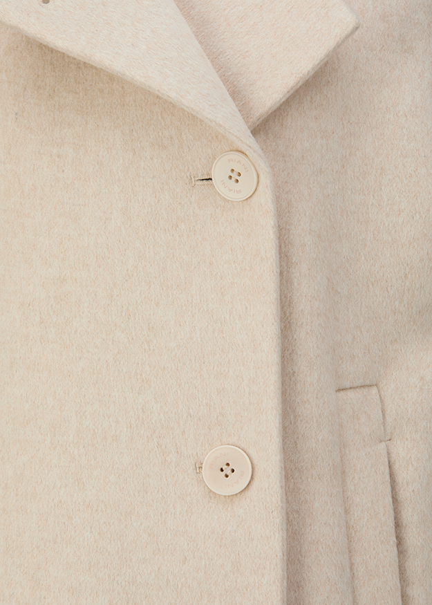 Mantel, Beige, Knöpfe, Stoff, Reverslage