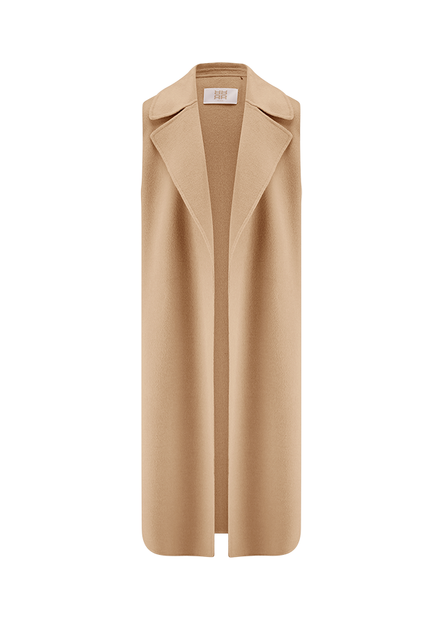Mantel, Wollmantel, Beige, Knöchellang, Kragen