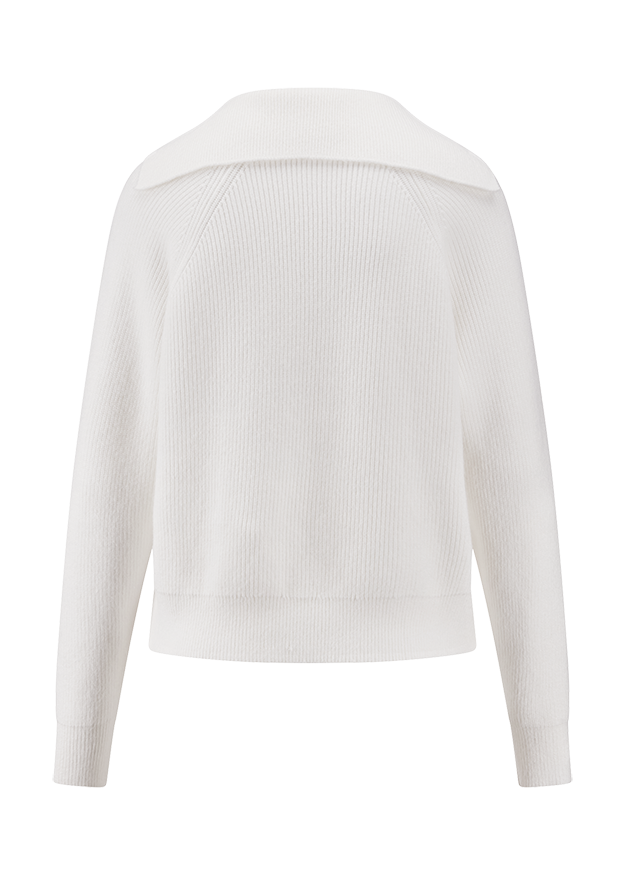 Cardigan, Knitwear, Weiß, Kragen, Langarm