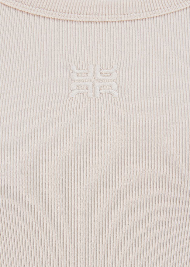 Rippenstrick, Beige, Rollkragen??, Stickerei Logo, Textur Stoff