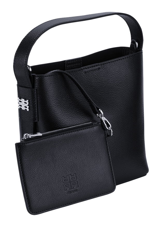 handtasche, kleine ledertasche, schwarz, universal tragbar, reissverschlussfach