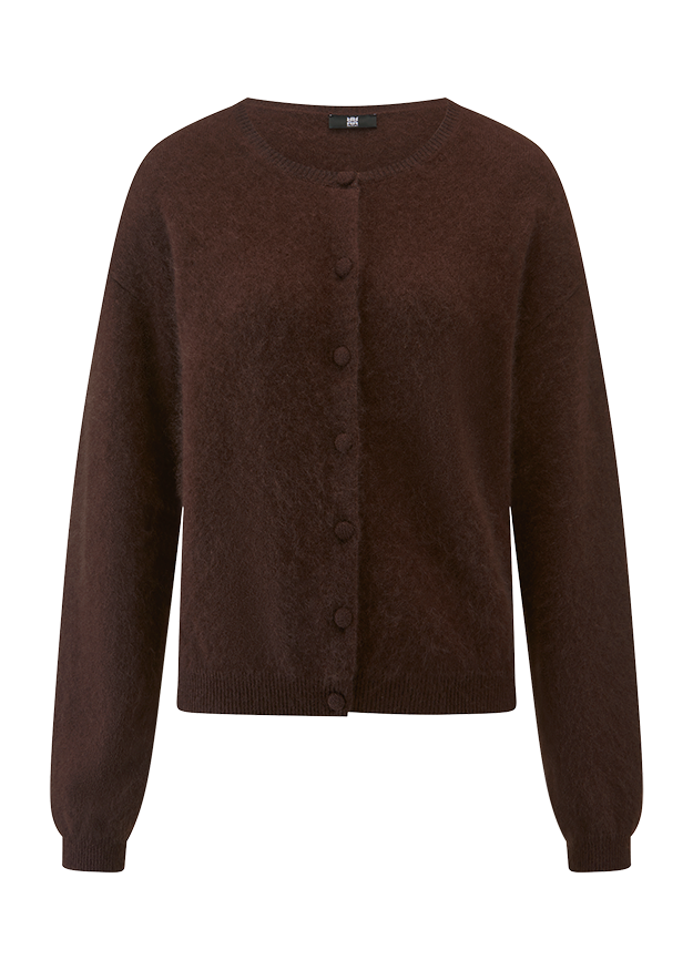 Cardigan, Knopfverschluss, Wollmaterial, Langarm, Braun